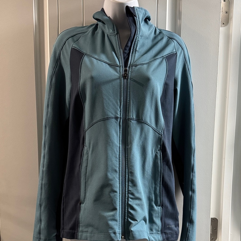 Women's Teal and Navy Hooded Softshell Jacket